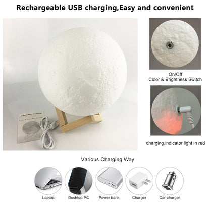 3D Print Moon Lamp Colorful Change USB Rechargeable Moon Light Touch Switch LED Night Light Bedroom Decoration Birthday Gift